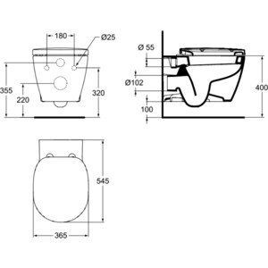 Унитаз подвесной Ideal Standard Connect с сиденьем микролифт (E803501, E712701)