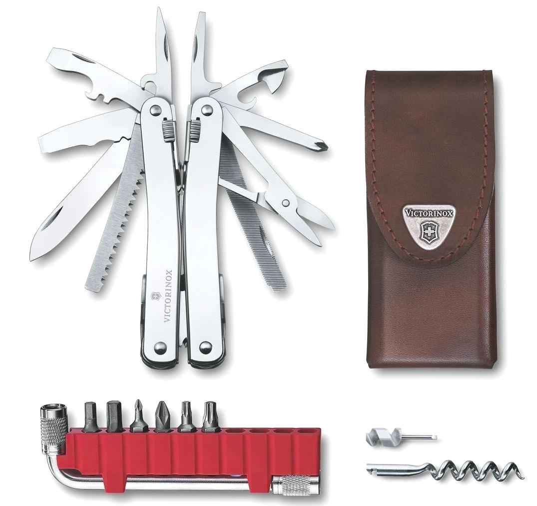 Мультитул Victorinox SwissTool Spirit X Plus, 105 мм, 35 функций, кожаный чехол