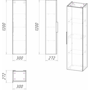 Пенал Grossman Кросс 30х120 бетон (303006)