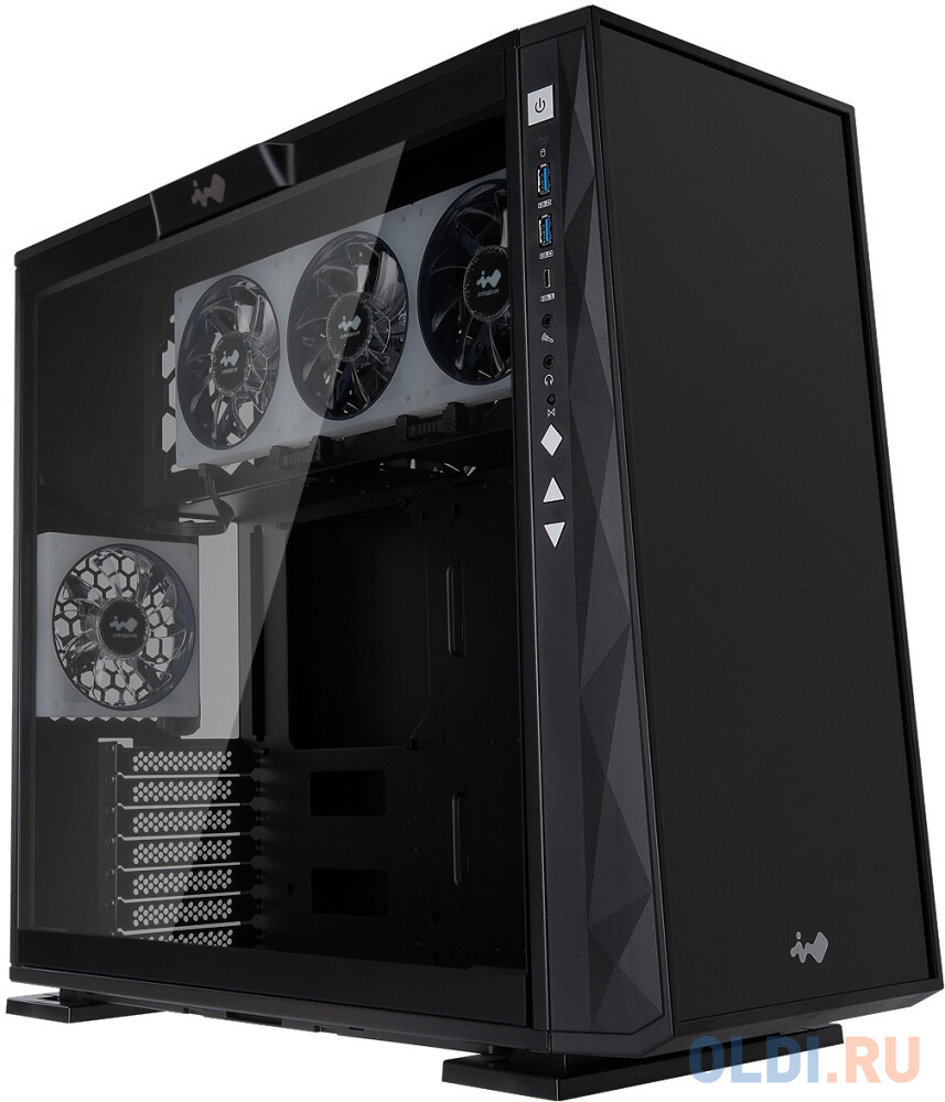 In-Win CF06CX (309 Gaming)BL  U3*2+TypeC *1+A, LED Mode button, black color, Saturn ASN120 fan*4 (top*3, rear*1),  glass side panel, LED RGB F/P with/