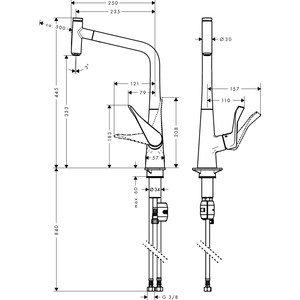 Смеситель для кухни Hansgrohe Metris Select выдвижной излив, сталь (14884000)