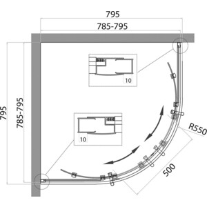 Душевой уголок BelBagno Uno 195-R-2 80х80 рифленый Punto, с поддоном, хром (UNO-195-R-2-80-P-Cr, TRAY-BB-R-80-550-15-W)