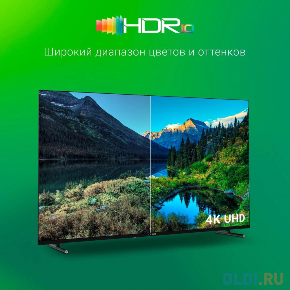 Телевизор LED Digma 55" DM-LED55UBB33 Яндекс.ТВ Frameless черный 4K Ultra HD 60Hz DVB-T DVB-T2 DVB-C DVB-S DVB-S2 USB WiFi Smart TV