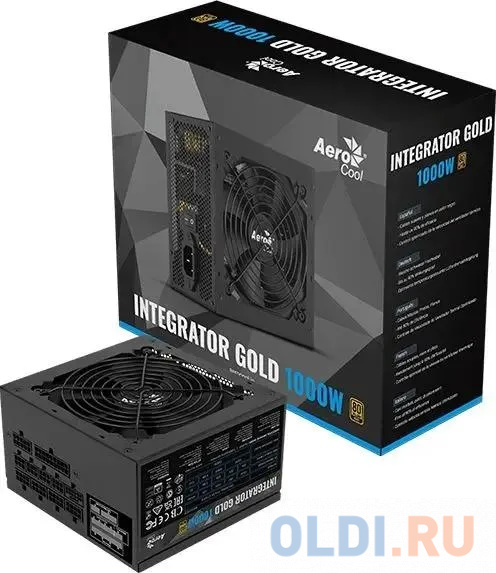 Блок питания Aerocool Integrator Gold Gen.5,  1000Вт,  120мм,  черный, retail [acpg-imk0f_c.31] в Москвe