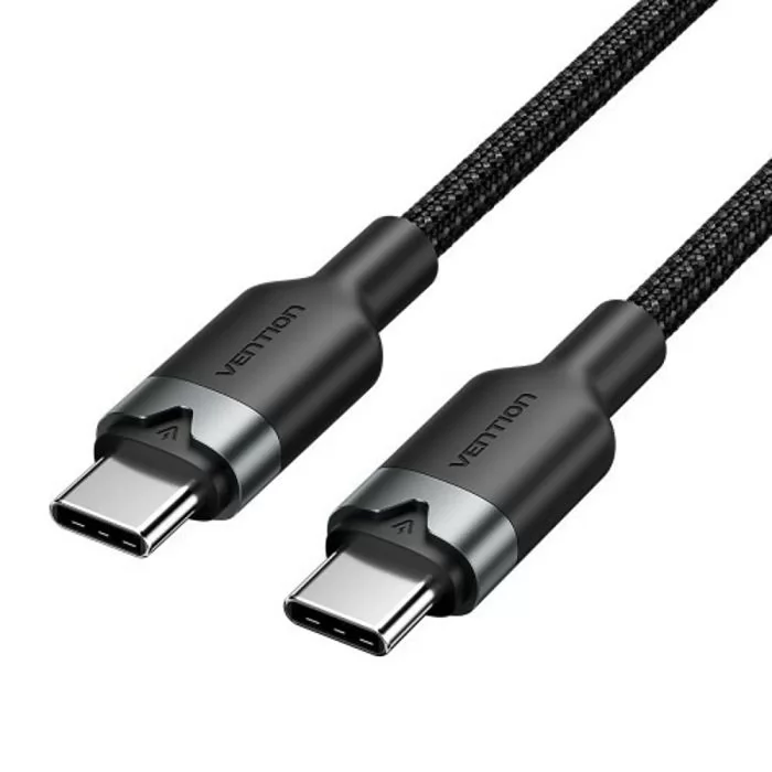 Кабель USB Type-C-USB Type-C, быстрая зарядка, 3А, 60 Вт, 2 м, черный, Vention (TRDBH)