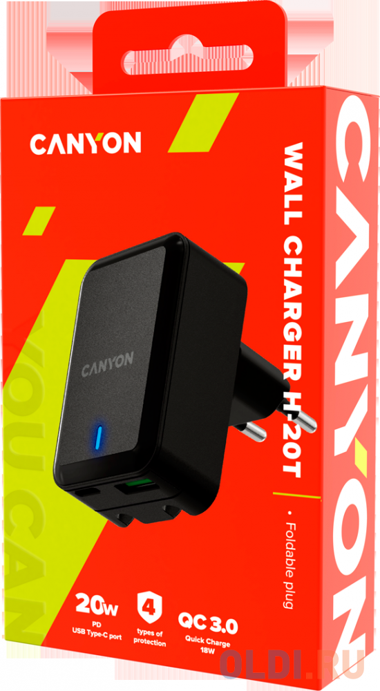 Зарядное устройство Canyon CNS-CHA20B 3 А USB USB-C черный