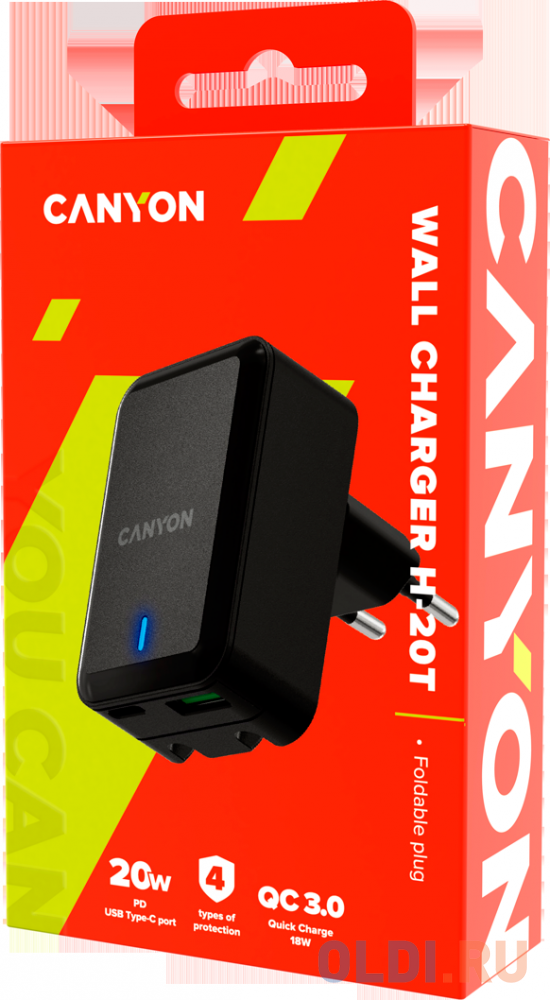 Зарядное устройство Canyon CNS-CHA20B 3 А USB USB-C черный в Москвe