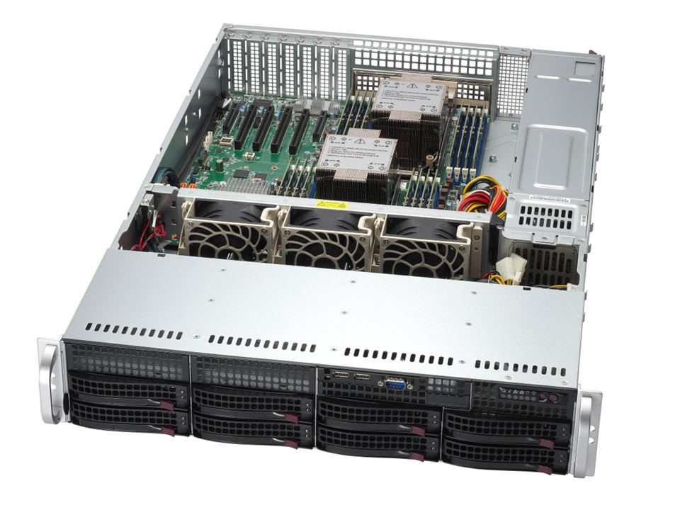 Серверная платформа SuperMicro 621P-TRT, 2xLGA4677, 16xDDR5, 8x3.5 HDD HS, 2xM.2-PCI-E, 2x10GLAN, IPMI, Redundant 2x1200 Вт, 2U (SYS-621P-TRT)