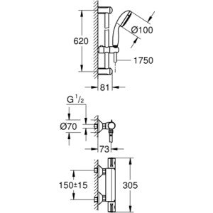 Термостат для душа Grohe Grohtherm 800 с душевым гарнитуром (34565001)