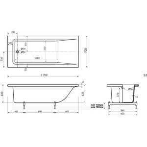 Ванна из литого мрамора GreenStone Arianna 170х70 на ножках