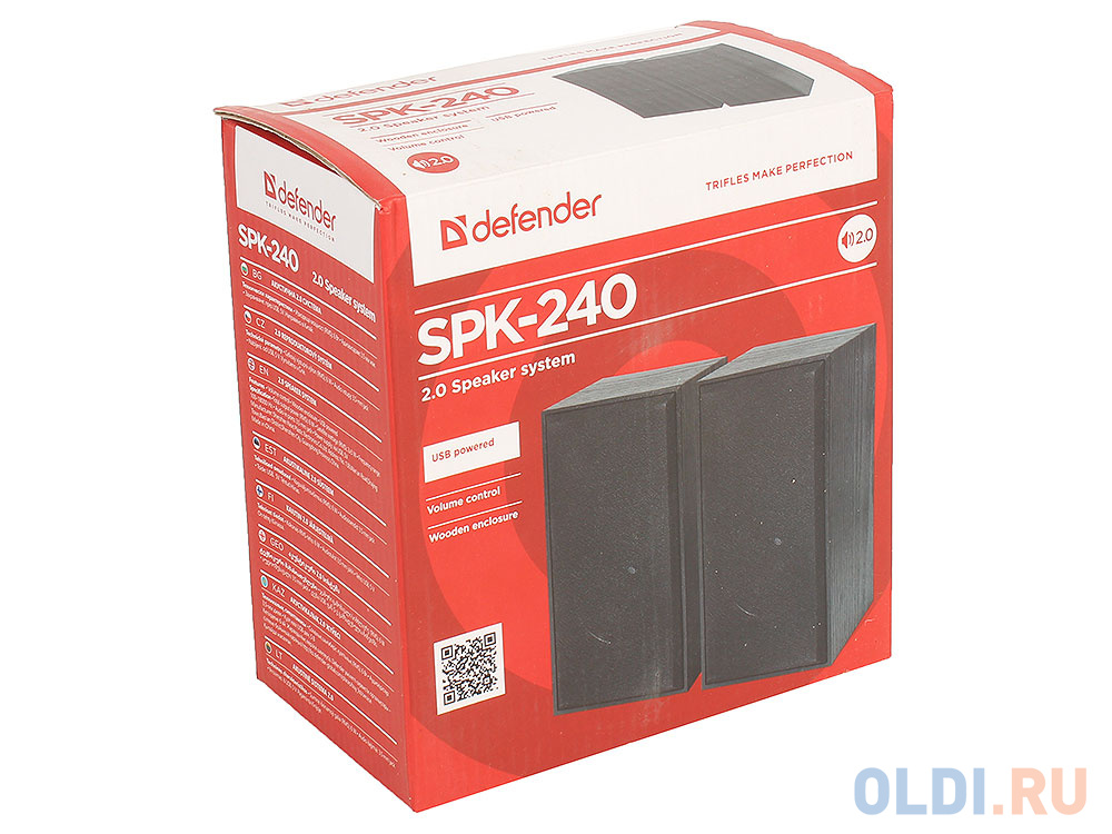 Колонки DEFENDER SPK-240 2.0 black (2x3 Вт, USB пит, раз. д. науш.)