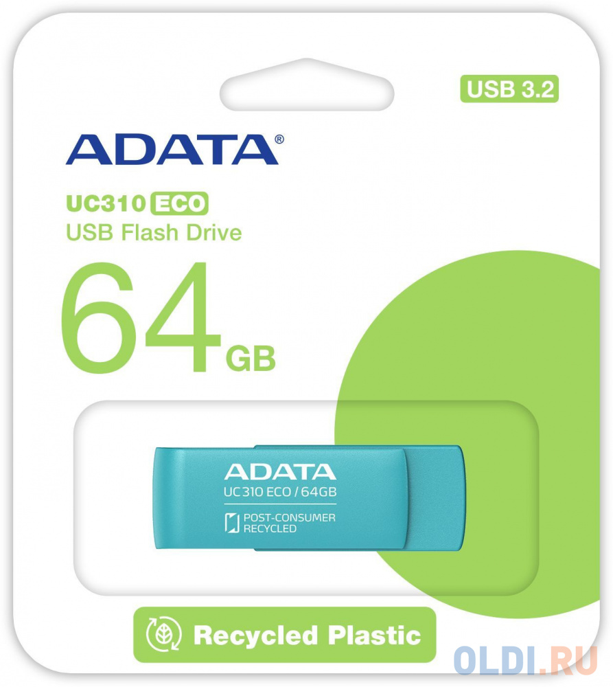 Флеш Диск A-DATA 64GB <UC310E-64G-RGN> UC310E, USB 3.2, зеленый в Москвe