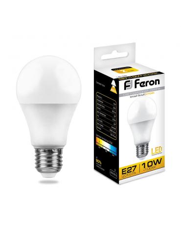 Лампа светодиодная E27 груша/A60, 10Вт, 2700K / теплый свет, 800лм, Feron LB-92 (25457)