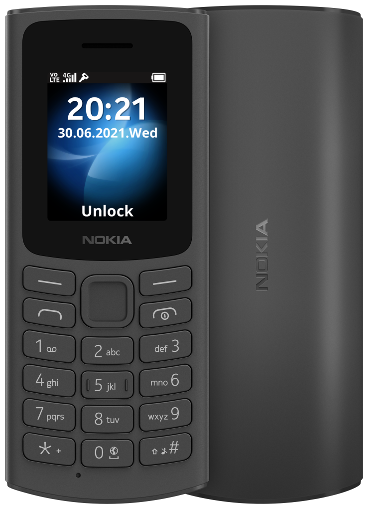 Мобильный телефон Nokia 105 4G DS (2021), 1.8" 120x160, 128Mb RAM, 48Mb, 3G/4G, 2-Sim, 1020mAh, micro-USB, черный (TA-1378/16VEGB01A01)