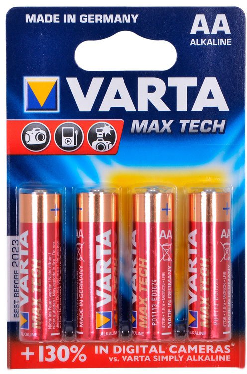 Батарея Varta Max Tech, AA (LR6), 1.5V, 4 шт. (4706101404)