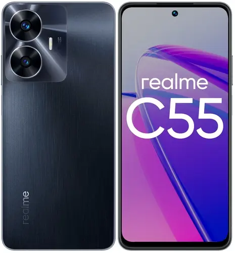 Смартфон Realme C55, 6.72" 1080x2400 IPS, MediaTek Helio G88, 6Gb RAM, 128Gb, 3G/4G, NFC, Wi-Fi, BT, 2xCam, 2-Sim, 5000 мА⋅ч, USB Type-C, Android 13, черный (6056439/6056535)