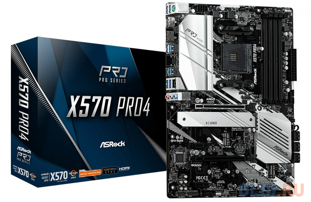 Материнская плата ASRock X570 PRO4 Socket AM4 AMD X570 4xDDR4 2xPCI-E 16x 2xPCI-E 1x 8 ATX Retail