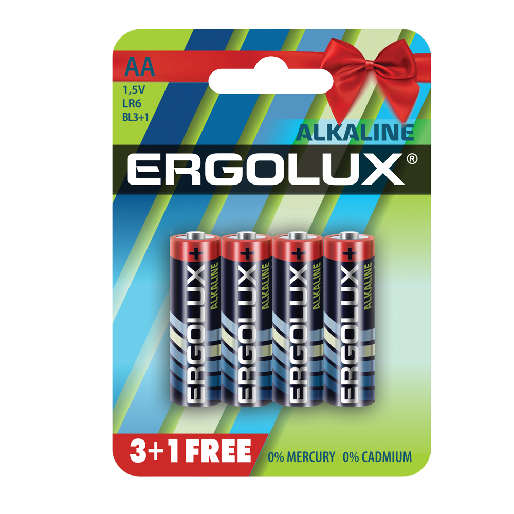 Батарея Ergolux BL 3+1(FREE), AA (LR6), 1.5V, 4 шт. (12866)