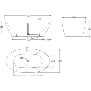 Акриловая ванна BelBagno 180x90 (BB68-1800) в Москвe