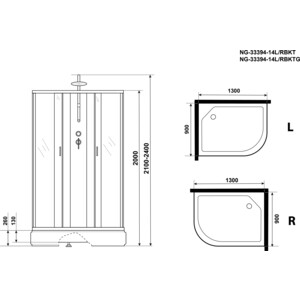 Душевая кабина Niagara NG-33394-14LBKT 130х90х210-240 левая