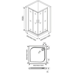 Душевой уголок Good Door Infinity CR 80х80 с поддоном, матовый Grape, хром