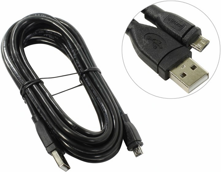 Кабель USB 2.0 A-micro B (m-m), 3m, экранированный, черный, Hama (H-54589)