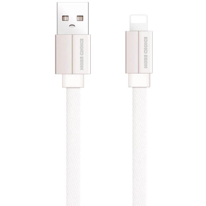 Дата-кабель More choice USB 2.1A для Lightning 8-pin плоский K20i нейлон 1м (White)