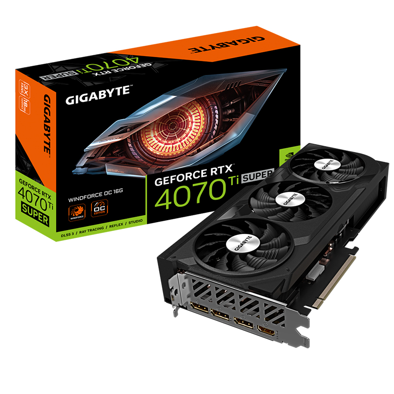 Видеокарта Gigabyte RTX 4070 Ti Super Windforce OC 16G 2625MHz PCI-E 4.0 16384Mb 21000MHz 256-bit HDMI 3xDP GV-N407TSWF3OC-16GD в Москвe