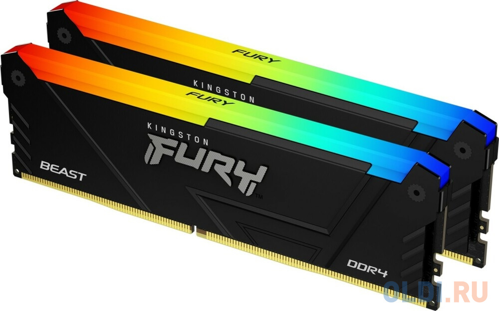 Модуль памяти DDR 4 DIMM 64Gb PC28800, 3600Mhz, Kingston  FURY Beast Black RGB CL18 (Kit of 2) (KF436C18BB2AK2/64 (retail)