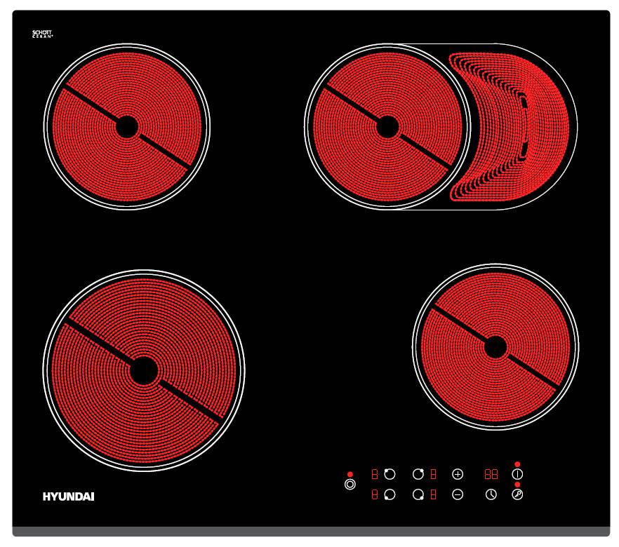 Варочная поверхность Hyundai HHE 6680 BG черный