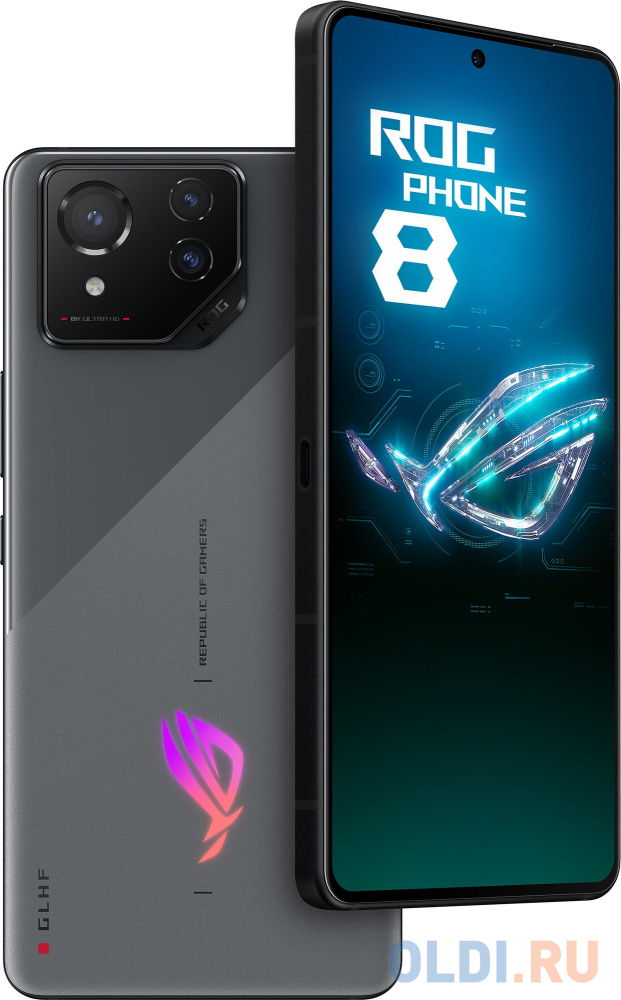 Смартфон Asus AI2401_A ROG Phone 8 256Gb 12Gb серый моноблок 3G 4G 2Sim 6.78" 1080x2400 Android 14 50Mpix 802.11 a/b/g/n/ac/ax/be NFC GPS GSM900/ в Москвe