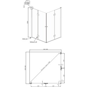 Душевой уголок Ambassador Diamond 90x90 с поддоном, прозрачный, хром (12011109, ЛП00183)