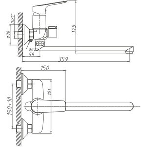 Смеситель для ванны Haiba HB506 универсальный, хром (HB22506)