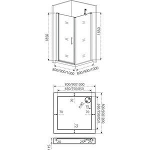 Душевой уголок Good Door Fantasy CR 90x90 с поддоном, прозрачный, хром