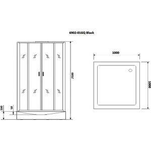 Душевая кабина Niagara NG-6902-01GQ BLACK 100х100х210