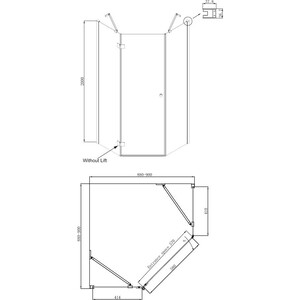 Душевой уголок Ambassador Diamond 90x90 с душевой системой Am.Pm, левый, прозрачный, хром (12011111L, F0780700)