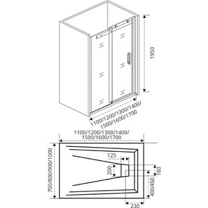 Душевой уголок Good Door Galaxy WTW+SP 110x80 прозрачный, черный в Москвe