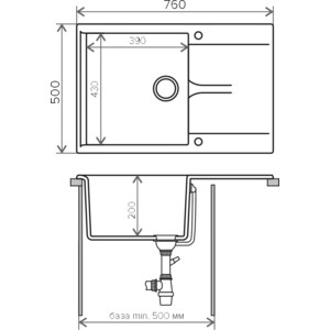 Кухонная мойка Polygran Gals 760 №16 черный (290587)