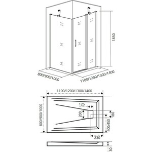 Душевой уголок Good Door Pandora WTW+SP 110x90 прозрачный, хром