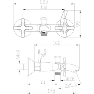 Смеситель для ванны Lemark Duetto напольный (LM5712C, LM8565C)