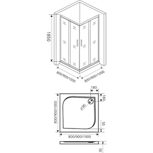 Душевой уголок Good Door Jazz CR 80x80 тонированный, бронза (CR-80-B-BR)