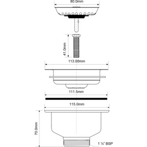 Слив для кухонной мойки McAlpine с нержавеющей решеткой D113 (MRSKW7)