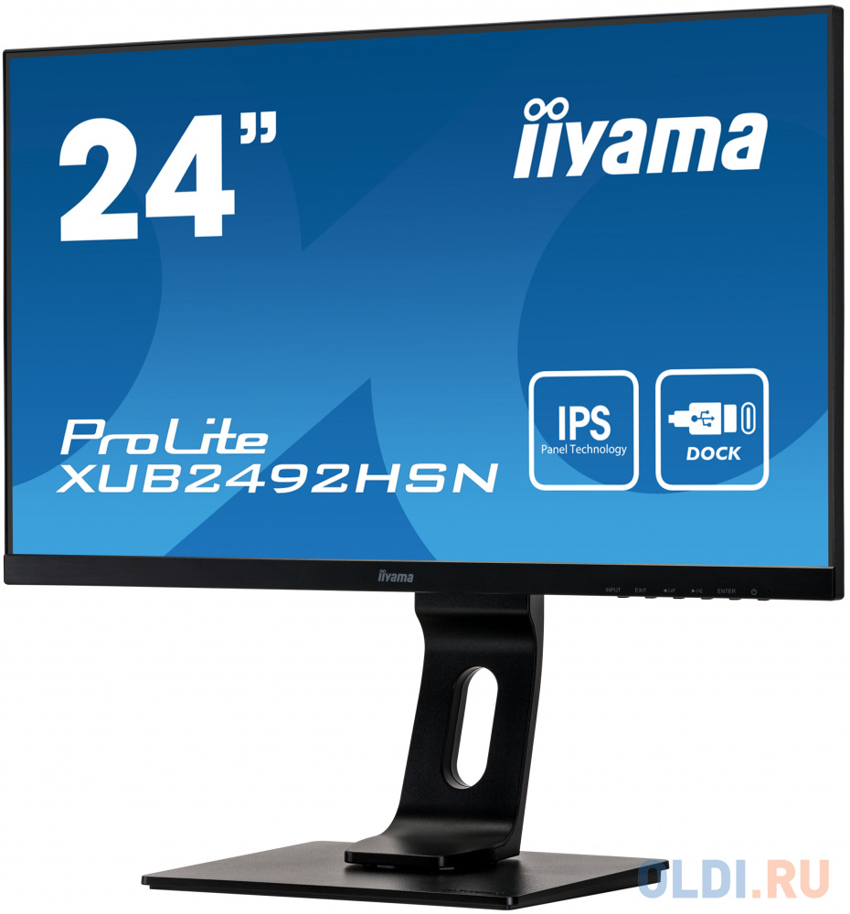 Монитор 23.8" iiYama PROLITE XUB2492HSN-B1 черный IPS 1920x1080 250 cd/m^2 4 ms HDMI DisplayPort USB USB Type-C Аудио