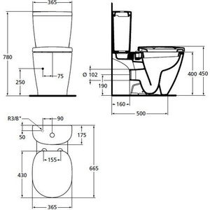 Унитаз-компакт безободковый Ideal Standard Connect Aquablade Arc с сиденьем микролифт (E042901, E785601, E712701)