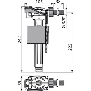 Впускной механизм AlcaPlast с боковой подводкой для керамических бачков (A150-3/8'')