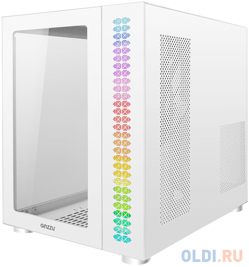 Ginzzu V560 RGB подсветка, закаленное стекло 1*USB 3.0,1*USB 2.0, AU Белый ATX