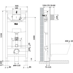 Комплект унитаза Point Меркурий с инсталляцией OLI pneumatic, клавишей Karisma хром глянцевый, сиденье-микролифт, белый (879235pKA00+PN41831)