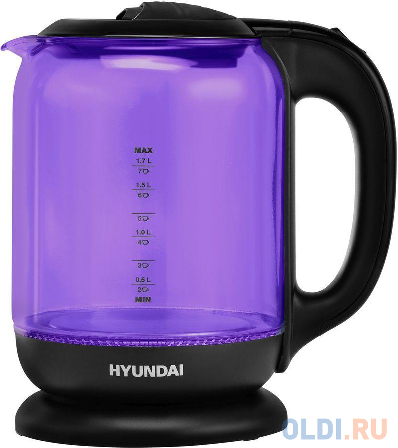 Чайник электрический Hyundai HYK-G5809 2200 Вт чёрный фиолетовый 1.8 л пластик/стекло