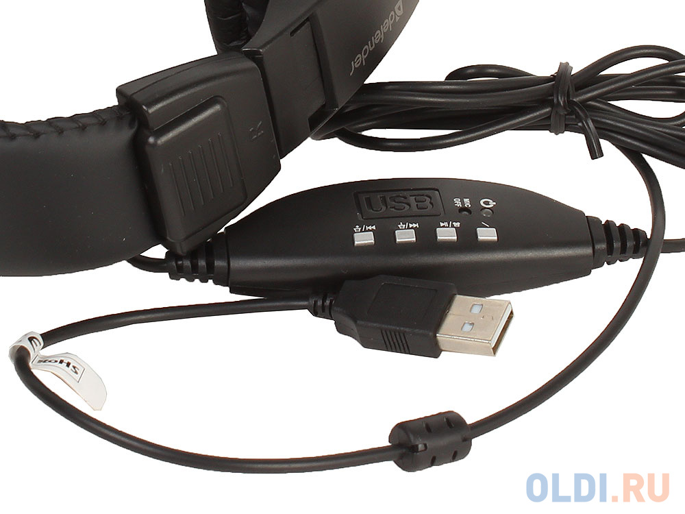 Гарнитура Defender Gryphon 750U USB, черный, 1.8м кабель