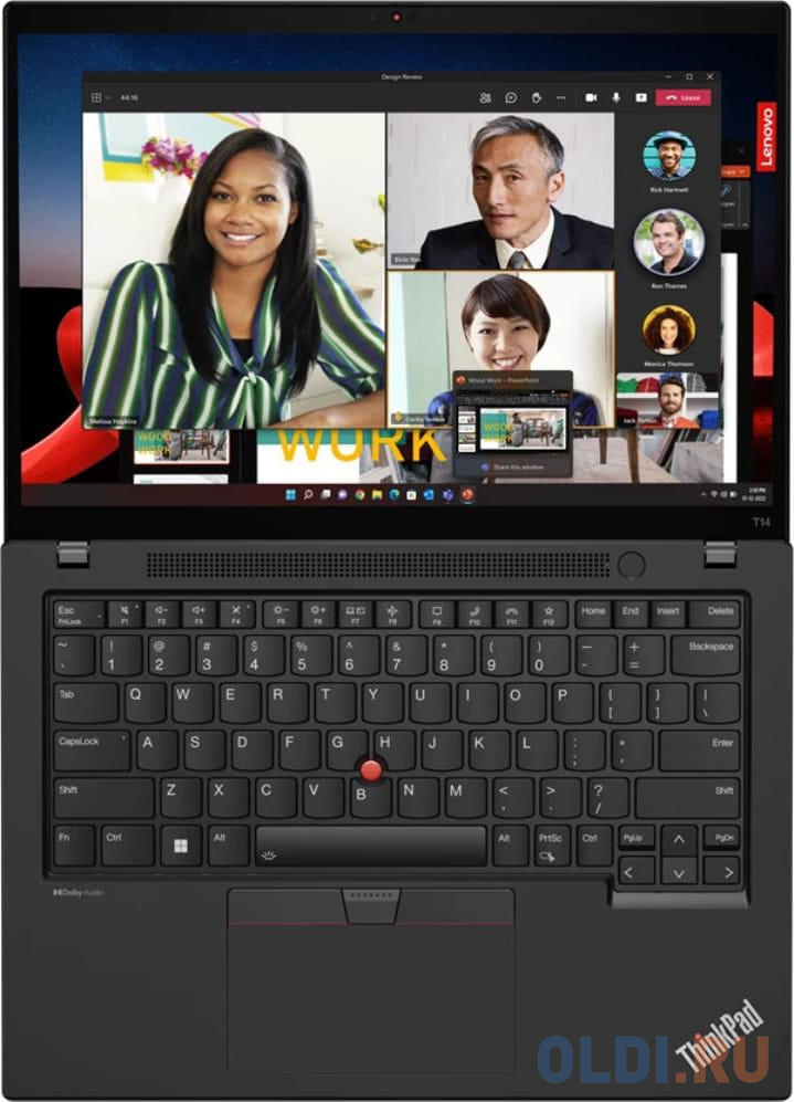 Ноутбук Lenovo ThinkPad T14 G4 Core i7 1360P 16Gb SSD512Gb Intel Iris Xe graphics 14" IPS WUXGA (1920x1200) noOS black WiFi BT Cam (21HEA0K200)